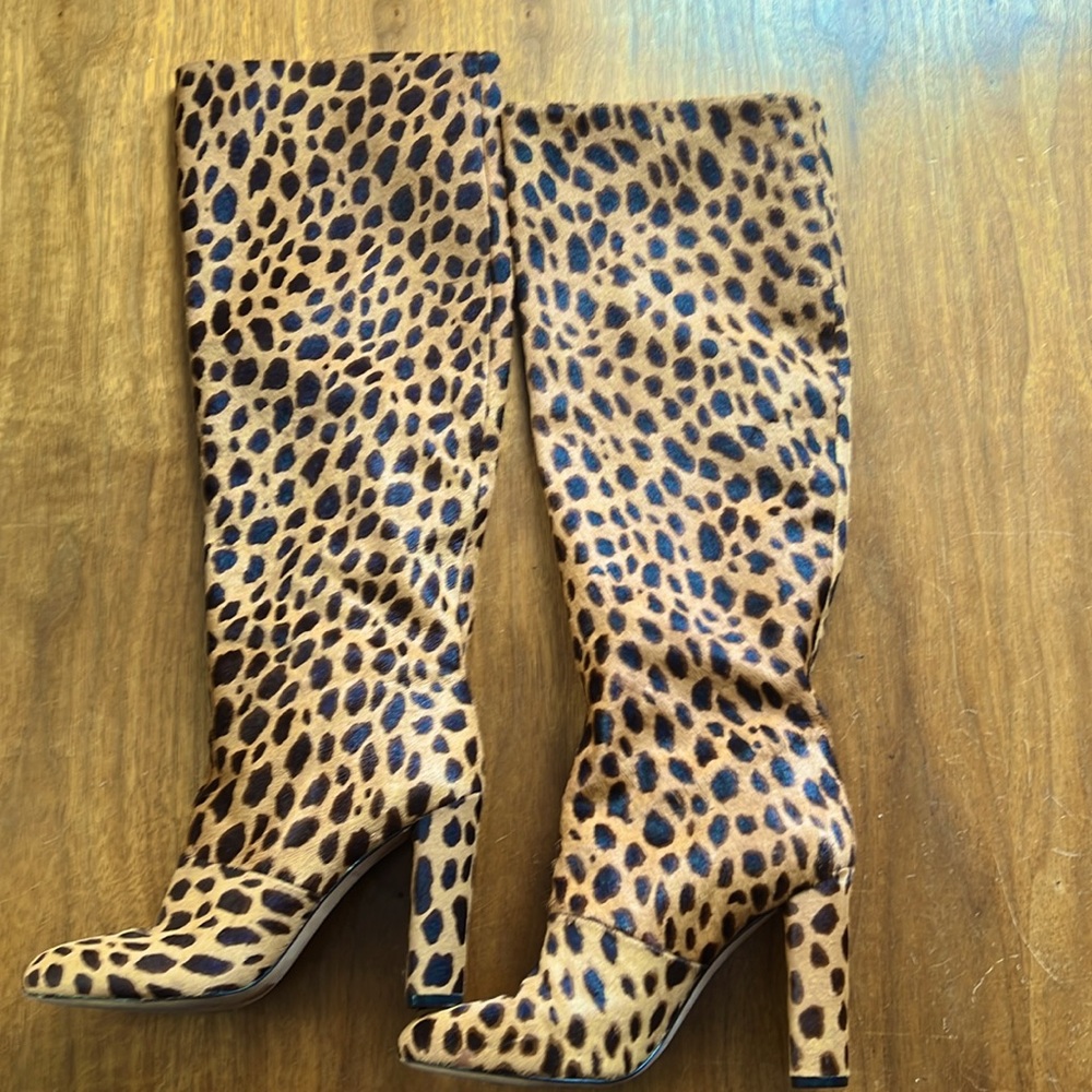 Animal Print calf hair pony knee boot, Antonio Melani 8.5 leather sole